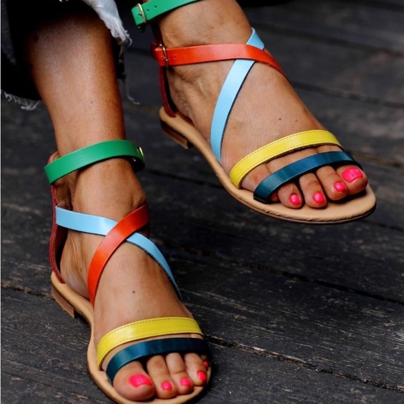 Elina Linardaki Women’s Flipper Pony Hair Sandal Boho in Multicolor 41/US 10 - Picture 1 of 16